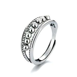 Fidget anxiety ring - silver plated adjustable band